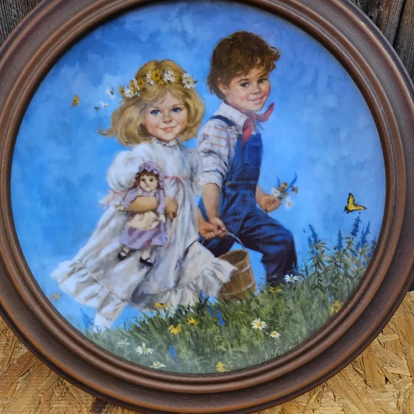 Jack And Jill Vintage Round Framed Painting of Children - Picture 6 of 15